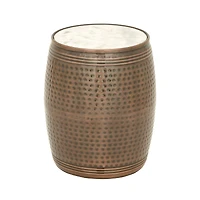 Brown Iron & Marble Industrial Accent Table