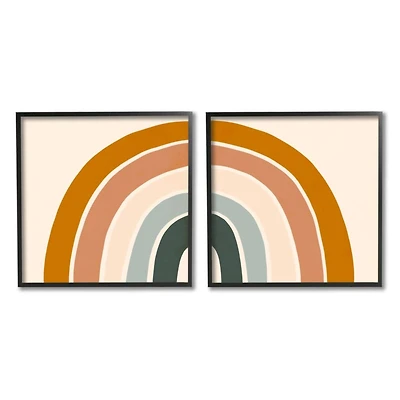 Stupell Industries Asymmetric Warm Earth Toned Retro Rainbow Arches Framed Wall Art Set