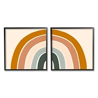 Stupell Industries Asymmetric Warm Earth Toned Retro Rainbow Arches Framed Wall Art Set