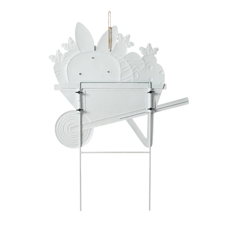 Glitzhome® 24" Metal Easter Wheel Barrow Yard Stake