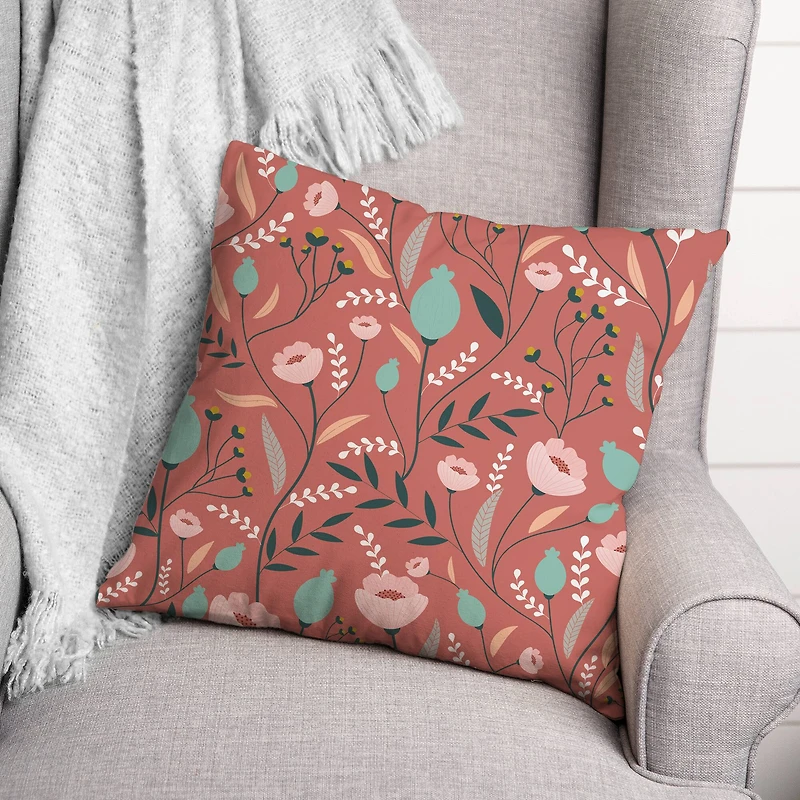 Winding Flowers 18" x 18" Throw Pillow