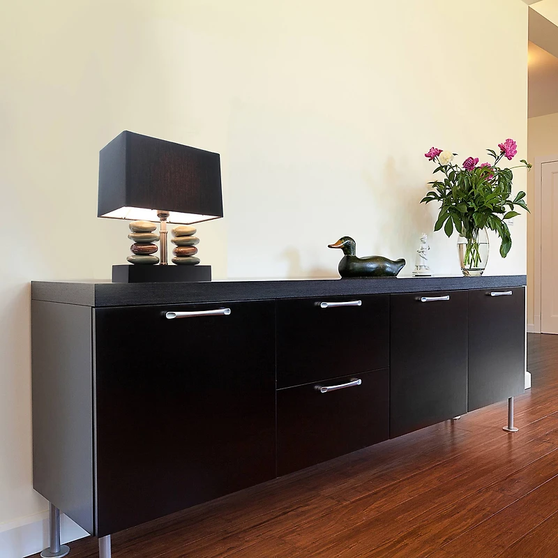 Elegant Designs™ 14" Rectangular Dual Stacked Stone Table Lamp with Black Shade