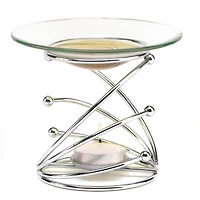 4" Modern Swirl Metal & Glass Candle Oil Warmer