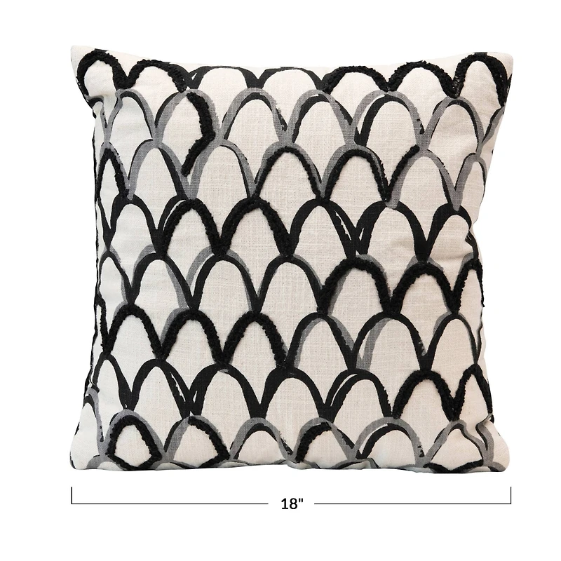 Hello Honey® White & Black Cotton Scallop Pattern Pillow