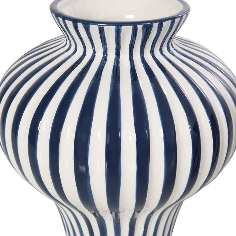Blue Stripes Rounded Ceramic Vase Set