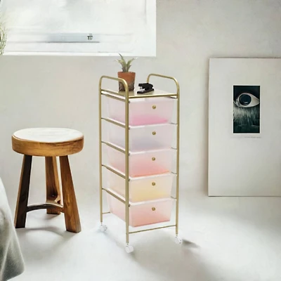 Honey Can Do Gold 5-Drawer Rolling Storage Cart