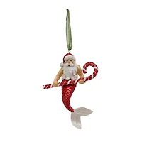 4 Pack 5" Santa Merman Glass Ornaments