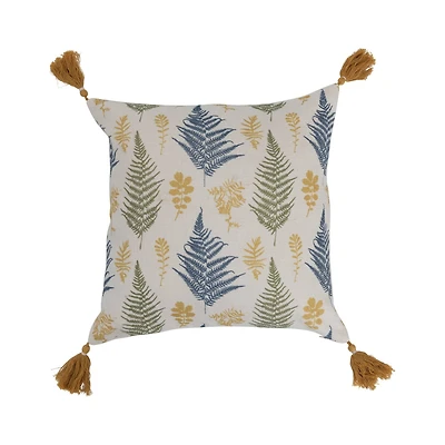 Hello Honey® Multicolor Botanical Print Cotton Pillow with Tassels