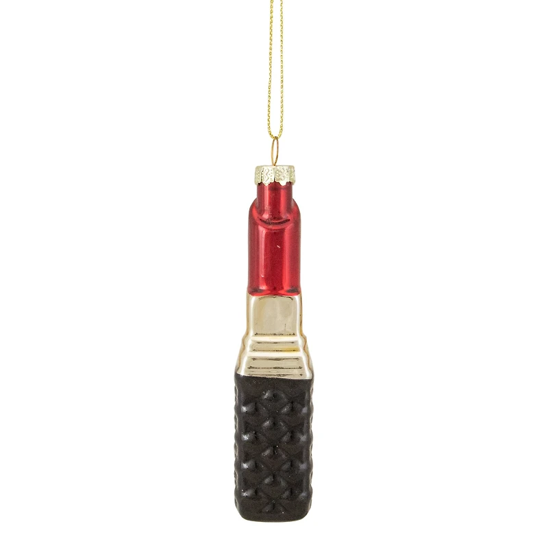 4.5" Red Lipstick Glass Christmas Ornament