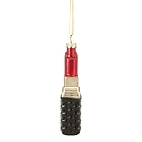 4.5" Red Lipstick Glass Christmas Ornament