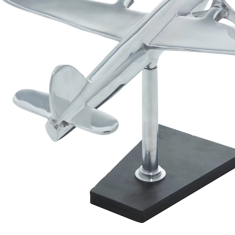 Silver Aluminum Sculpture, Airplane 11" x 12" x 16"