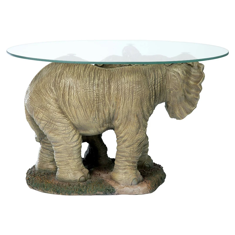 Design Toscano 18" Elephant's Majesty Glass-Topped Cocktail Table