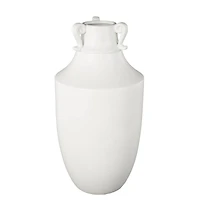 18.25" White Ceramic Sleek Amphora Vase with Scroll Handles