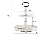 Hello Honey® 18.5" Distressed Cream Wood 2-Tier Tray