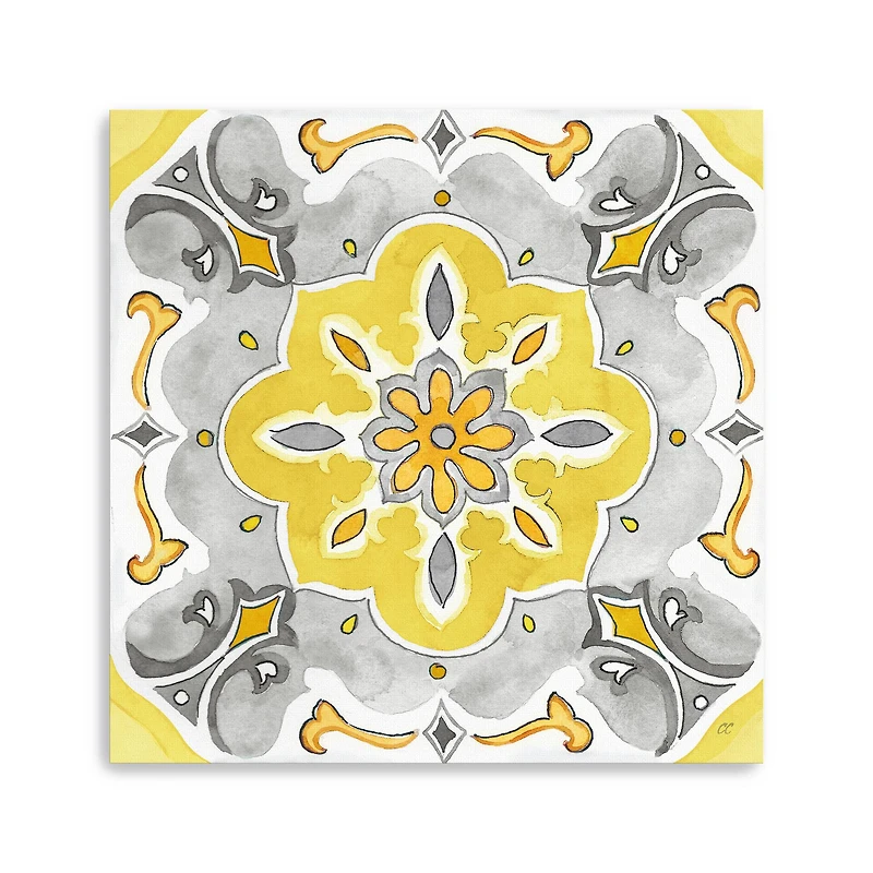Jewel Medallion Yellow Gray III Canvas Giclee