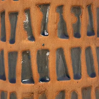 Hello Honey® 14" Natural & Blue Debossed Terra Cotta Vase