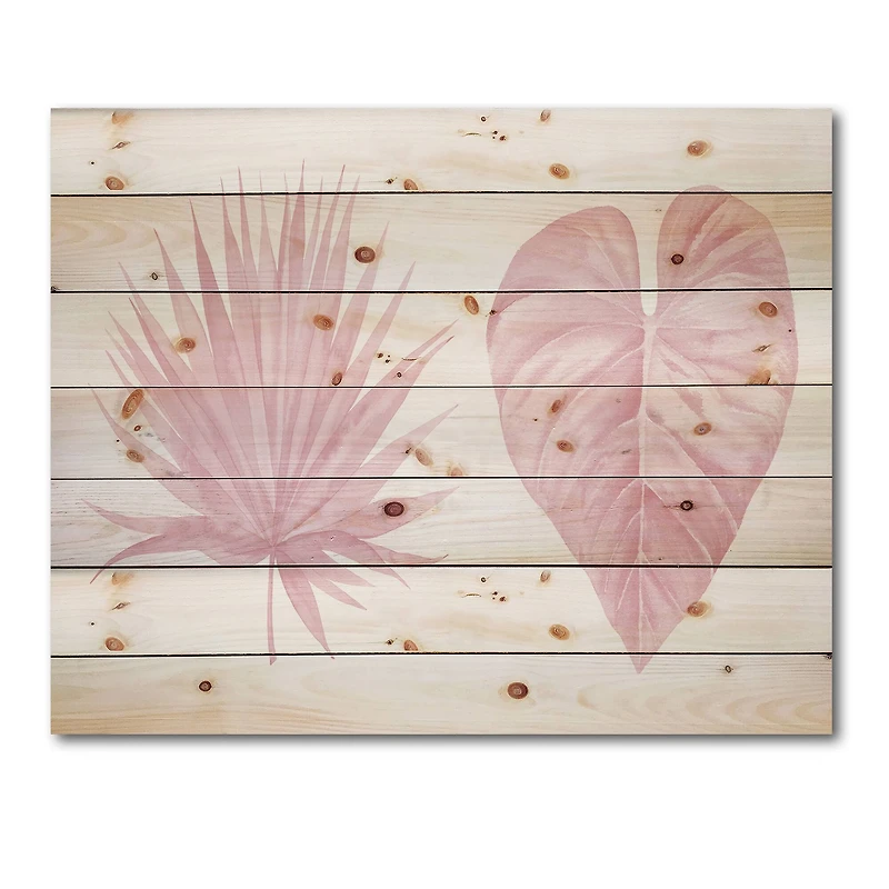 Designart - Tropical Pink Watercolour Leaves II