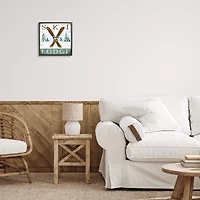 Stupell Industries Ski Lodge Rustic Cabin Sign Snowy Tree Forest Framed Wall Art