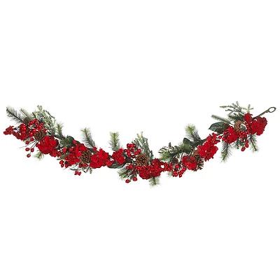 6ft. Red & Green Hydrangea Garland