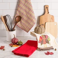 DII® Assorted Fall Turkey Embroidered Dishtowel Set
