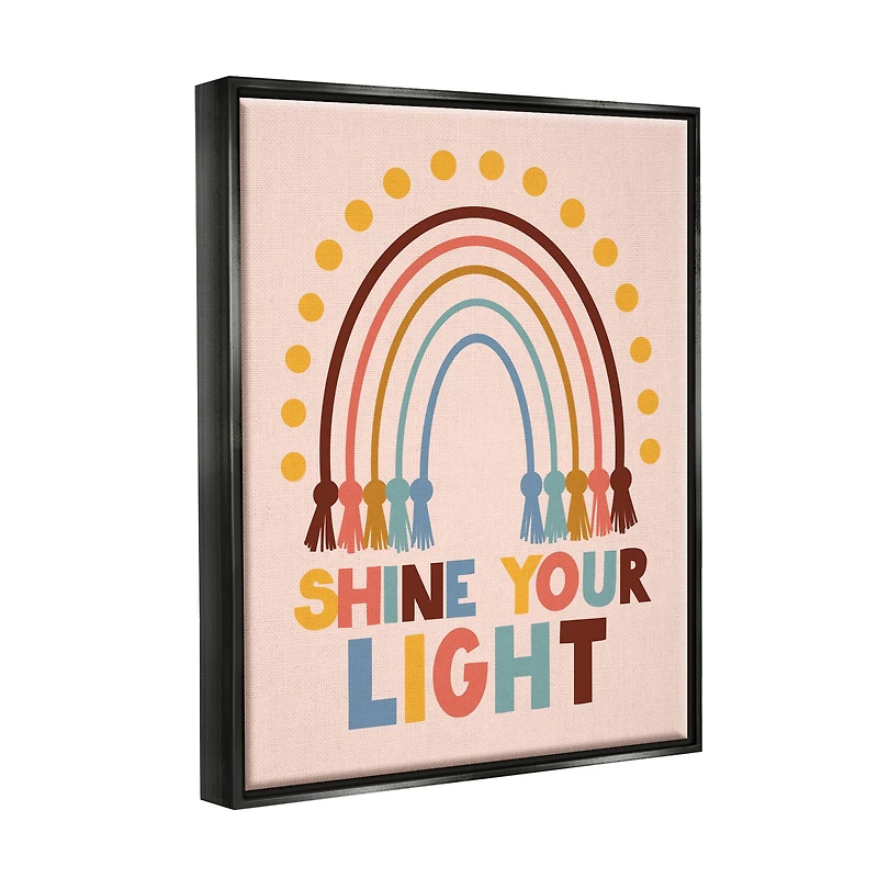 Stupell Industries Shine Your Light Hanukkah Rainbow Framed Floater Canvas Wall Art