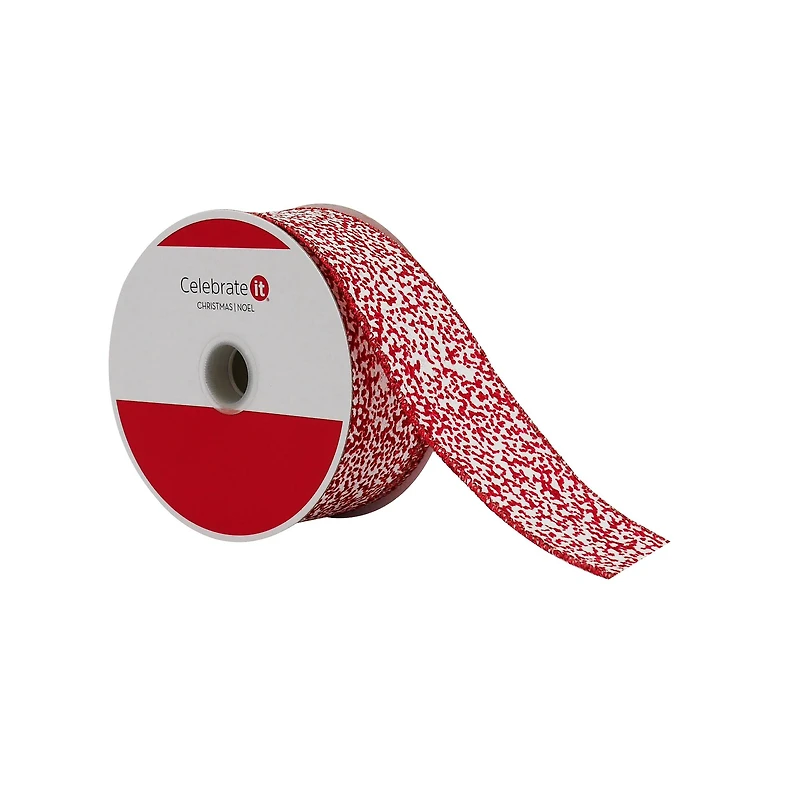 1.5" x 30ft. Red & White Sugar Wired Ribbon by Celebrate It®