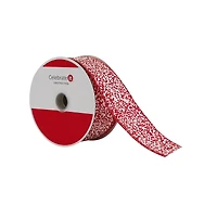 1.5" x 30ft. Red & White Sugar Wired Ribbon by Celebrate It®