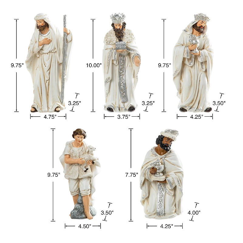 Glitzhome® Ivory Resin Nativity Figurine Set