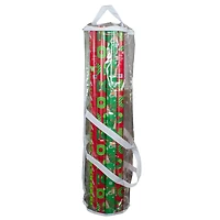 30" White & Transparent Christmas Gift Wrap Organizer Bag with Handles
