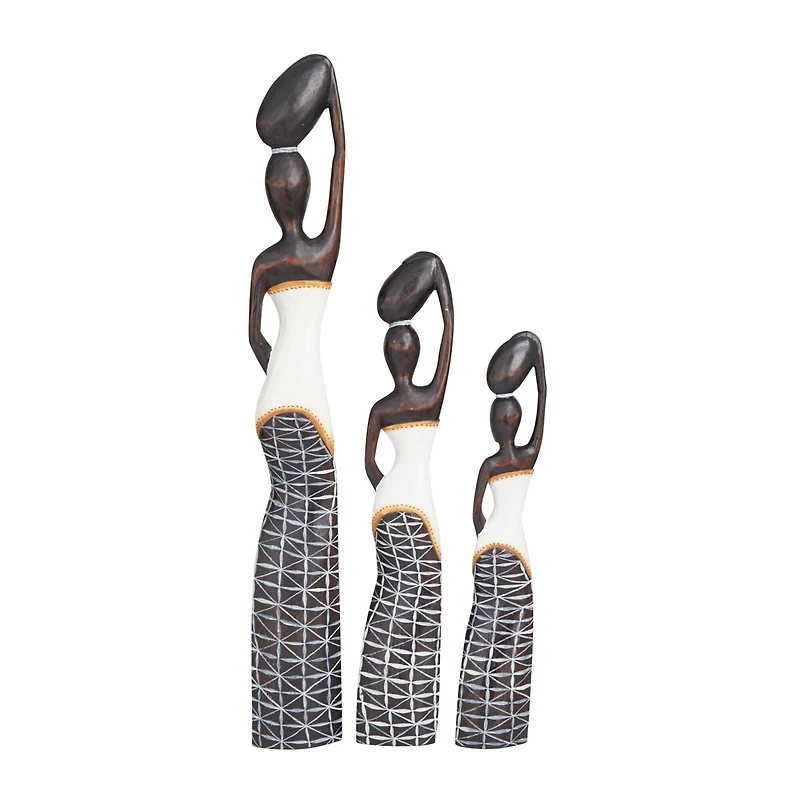 Set of 3 Gold Albizia Bohemian Sculpture, 4" x 4" x 4"