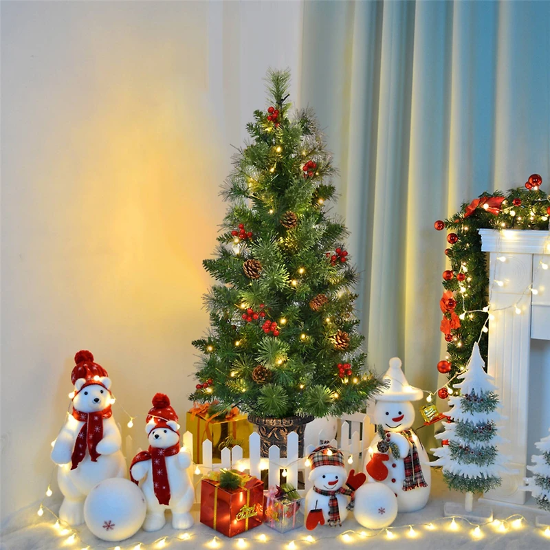 Costway 4ft. Pre-Lit Entrance Artificial Christmas Tree in Gold Urn, Warm White LED Lights