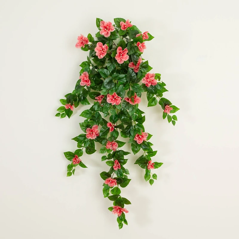 41" UV Resistant Artificial Azalea Hanging Plant (Indoor/Outdoor) - Set of 2