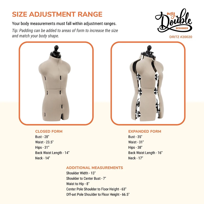 Dritz® My Double Designer Petite Dress Form with Adjustable Tri-Pod Stand