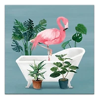 Flamingo In The Tub 20" x 20" Canvas Wall Art