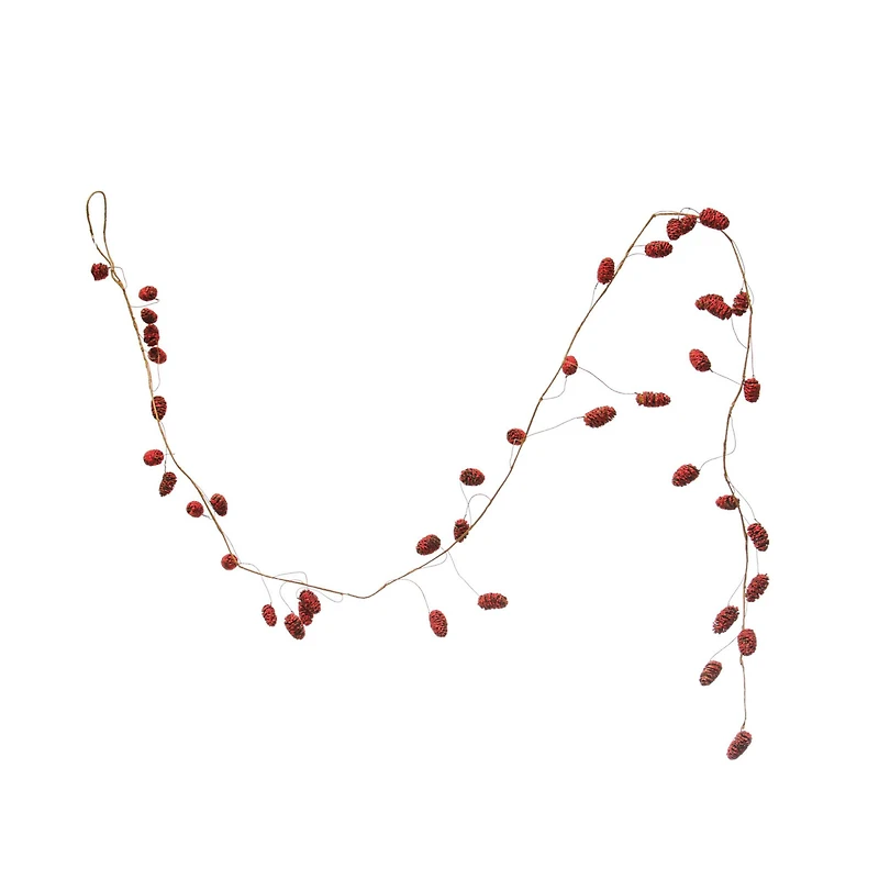 Hello Honey® 6ft. Red Glitter Natural Pinecone Garland