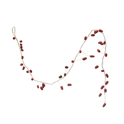 Hello Honey® 6ft. Red Glitter Natural Pinecone Garland