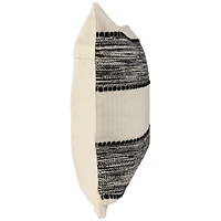 Black & Cream Textured Block Handloom Woven Outdoor Square Cushion
