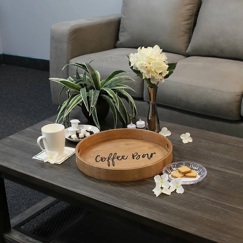 Elegant Designs™ 13.8" Round Coffee Bar Serving Tray with Handles