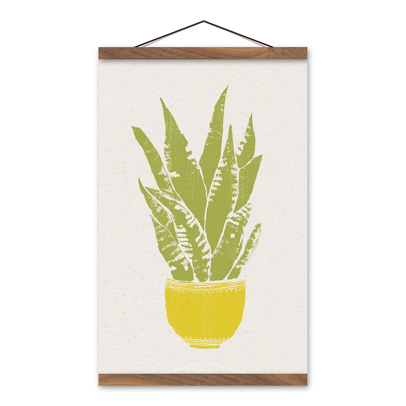 Designs Direct Potted Snake Plant Teak Hanging Canvas
