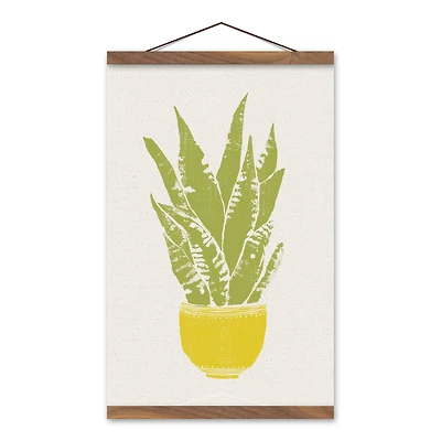 Designs Direct Potted Snake Plant Teak Hanging Canvas
