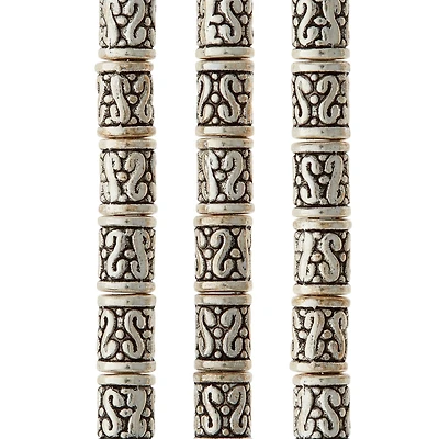 12 Pack:  Sterling Silver Plated Tube Beads, 9mm by Bead Landing™