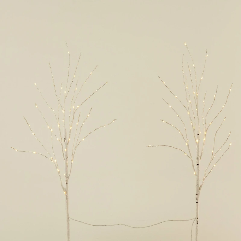 2 Pack 2.5ft. Pre-Lit White Birch Artificial Christmas Branches, Warm White Micro LED Lights