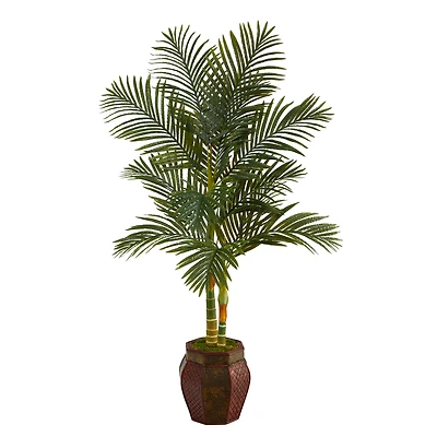 5.5ft. Golden Cane Artificial Palm Tree in Decorative Planter