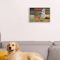 Stupell Industries Bunny Shopping in Face Mask Wall Art in Gray Frame