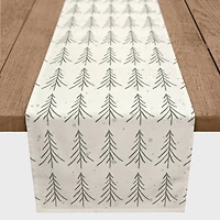 Tree Winter Snow 16x90 Poly Twill Table Runner