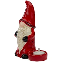 7" Red & Black Gnome Tea Light Christmas Candle Holder