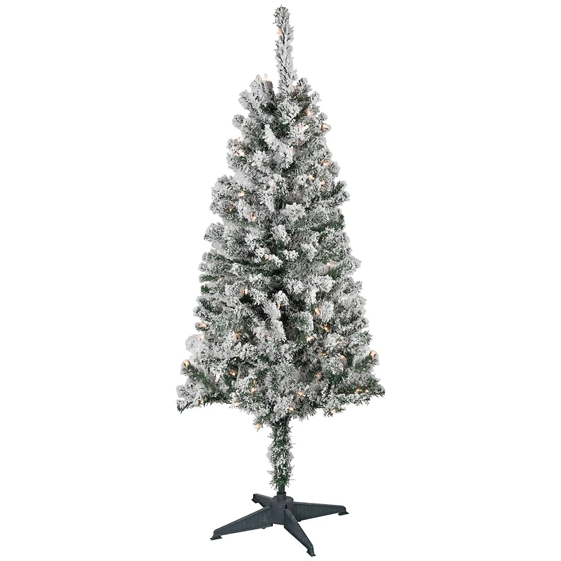 4ft. Pre-Lit Flocked Pine Artificial Christmas Tree, Clear Lights