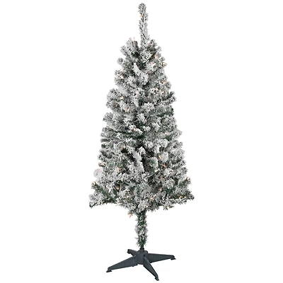 4ft. Pre-Lit Flocked Pine Artificial Christmas Tree, Clear Lights