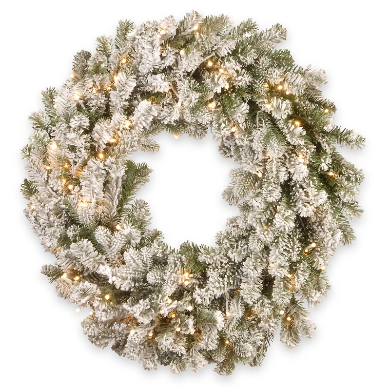 30" LED Snowy Sheffield Spruce Wreath