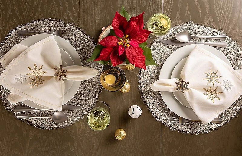 DII® Silver Round Polypropylene Woven Tinsel Placemat (Set of 6)